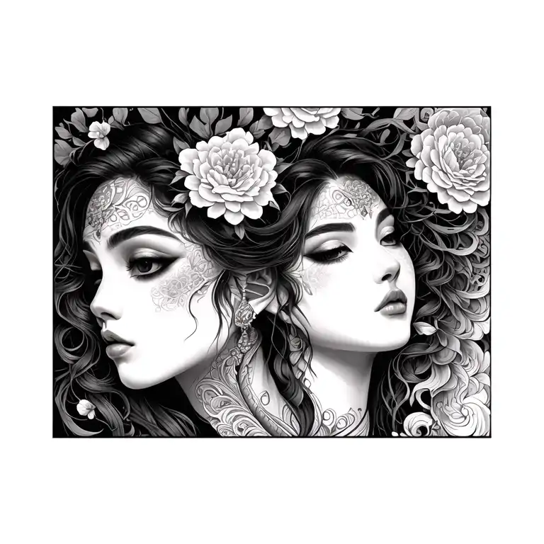 Japanese Gemini tattoo design idea