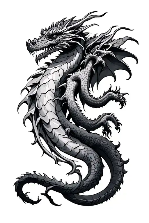 hydra dragon with 3 heads tattoo design idea