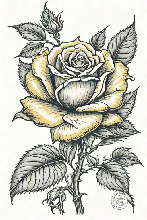 single stem yellow rose tattoo tattoo design idea