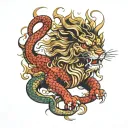 Vietnamese lion dragon tattoo design idea