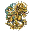 Vietnamese lion dragon tattoo design idea