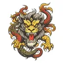 Vietnamese lion dragon tattoo design idea