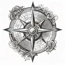 Norse compass surrounded with cybersigilism water tattoo design idea