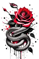 snake wrapped roses tattoo design idea