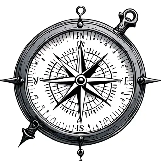 Compass with anchor tattoo design idea