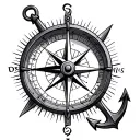 Compass with anchor tattoo design idea