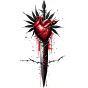 a dagger pierces the heart,everything entangled with barbed wire,marijuana leaves in the background tattoo design idea