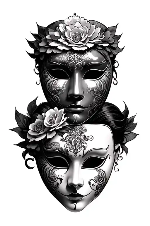 venice masks tattoo design idea
