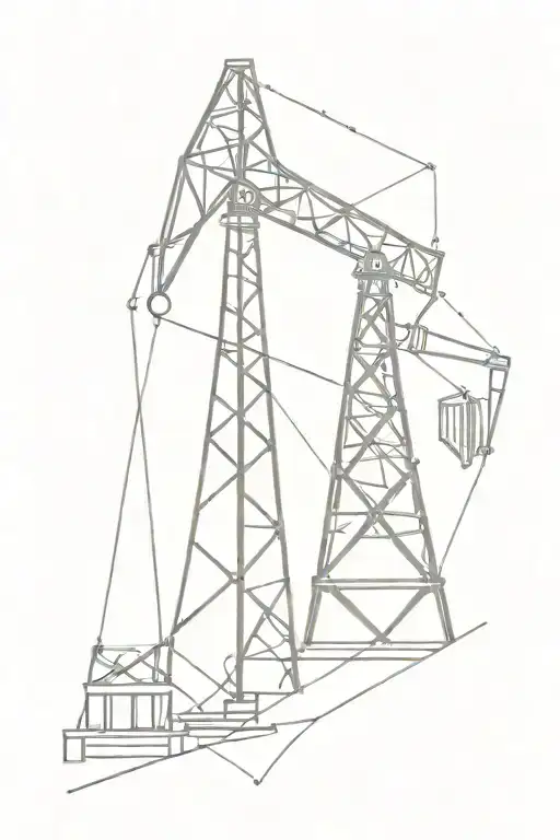 "An oil derrick trophy with intricate latticework. Black and gray design with subtle golden highlights tattoo design idea