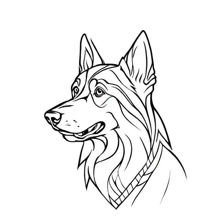 German shepherd tribal Aztec tattoo design idea