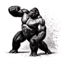 geometric silverback gorilla fighting tattoo design idea