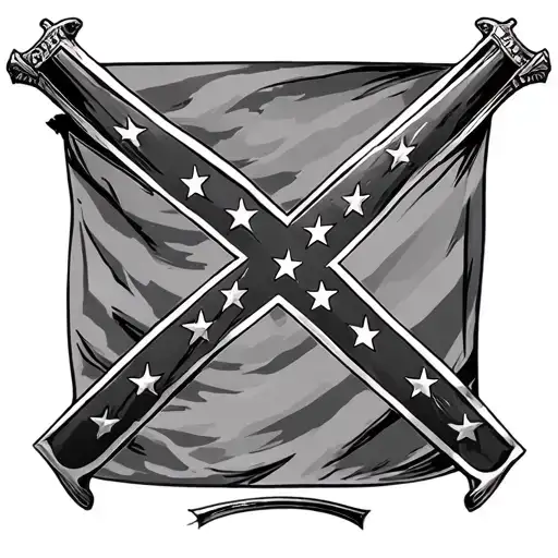tattted confederate flag and sabre tattoo design idea