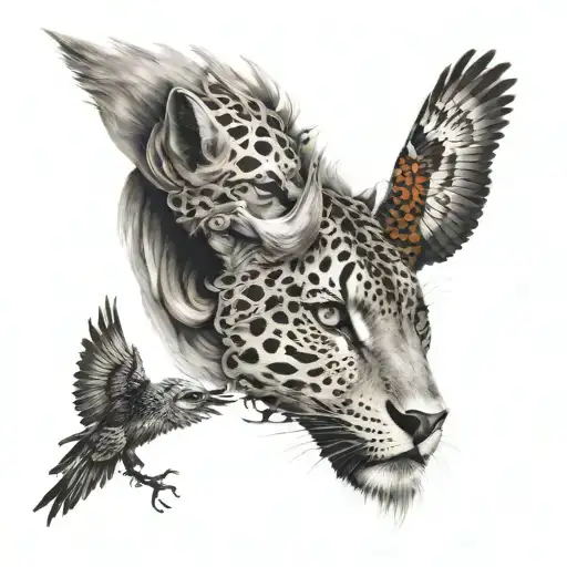 Full arm tattoo animals life and death tattoo design idea