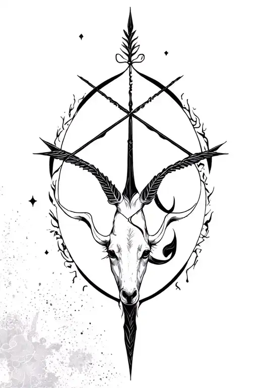 sagittarius, virgo and capricorn fusion zodiac tattoo design idea