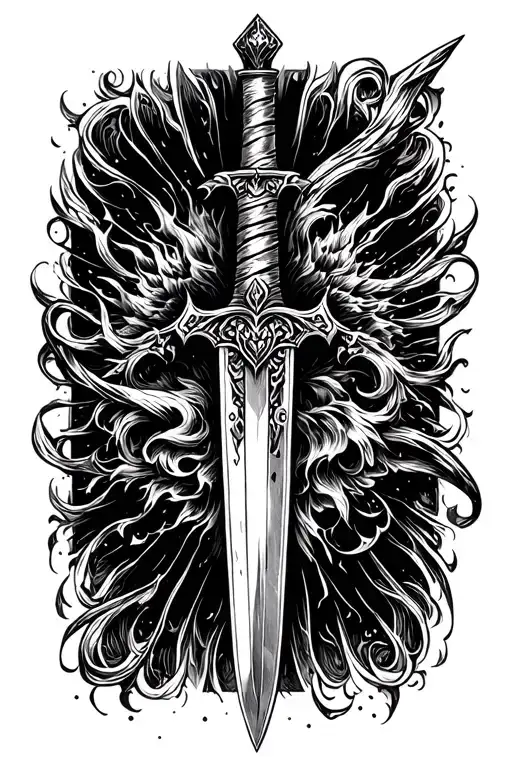 damocles sword tattoo design idea