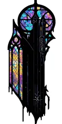 stain glass cathedral window with aged stone gothic architecture tattoo design idea