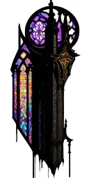 stain glass cathedral window with aged stone gothic architecture tattoo design idea