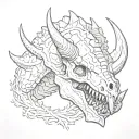 triceratops skull sketch style illustration tattoo design idea