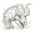 triceratops skull sketch style illustration tattoo design idea