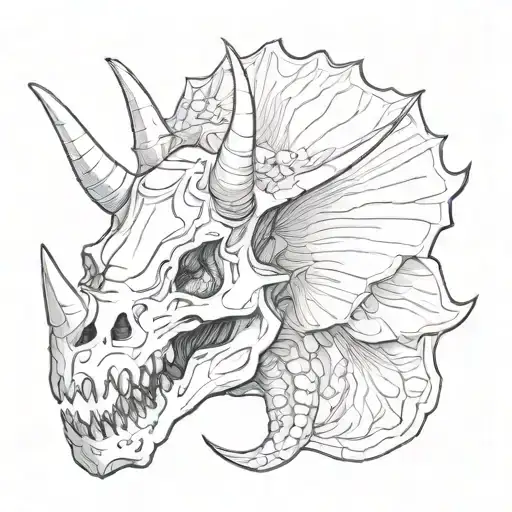 triceratops skull sketch style illustration tattoo design idea