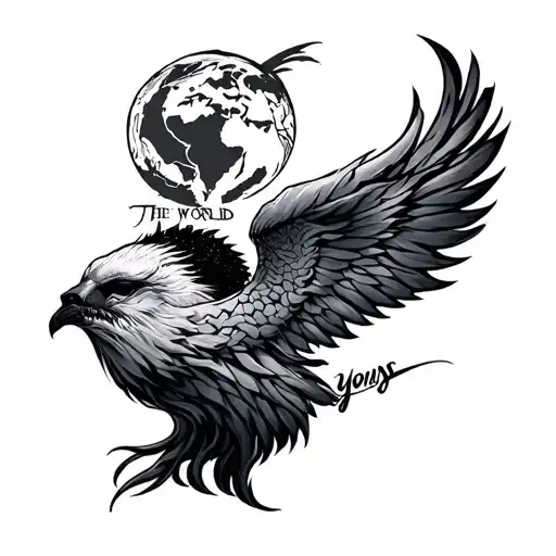 Cyber Sigilism "the world is yours written tattoo design idea