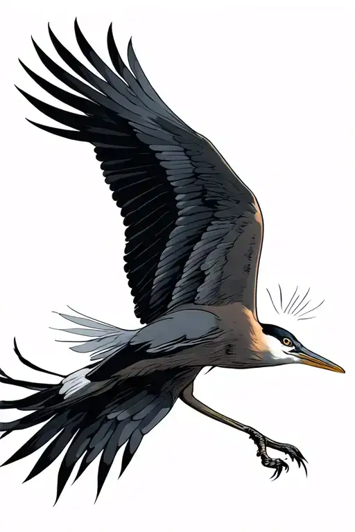 heron flying tattoo design idea