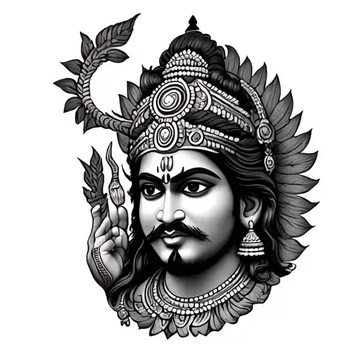 lord ayyappa swamy weapon tattoo design idea