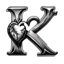 K Heart tattoo design idea