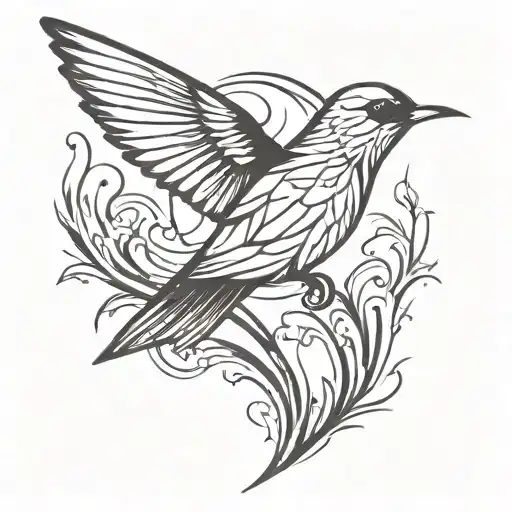 Common swift bird tattoo design idea