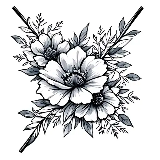 Change shaft floral in the triangle frame tattoo design idea