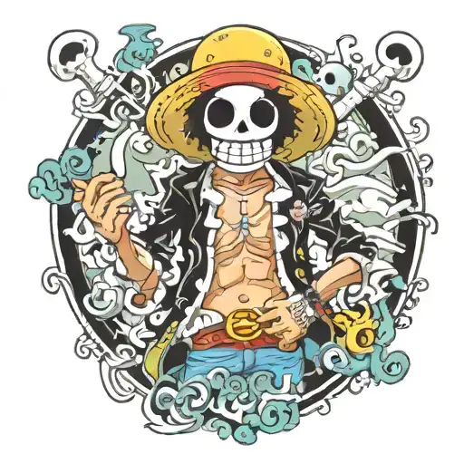 brook from one piece anime character tattoo design idea