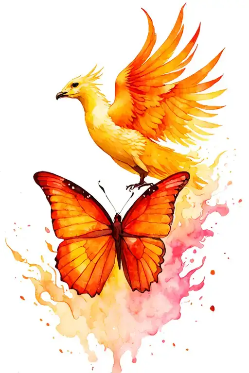 butterfly and phoenix rising from the ashes tattoo design idea