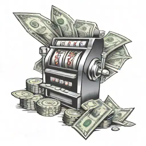 money rolls and slot machine spin tattoo design idea