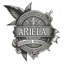 name ariella with street signs incorporated and family values tattoo design idea