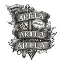 name ariella with street signs incorporated and family values tattoo design idea