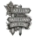 name ariella with street signs incorporated and family values tattoo design idea