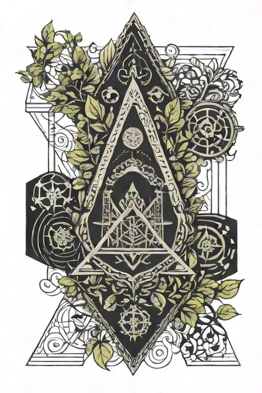 Freemasonry abstract tulsi tattoo design idea