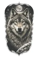 wolf space tattoo design idea