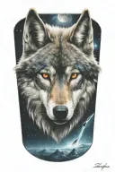 wolf space tattoo design idea