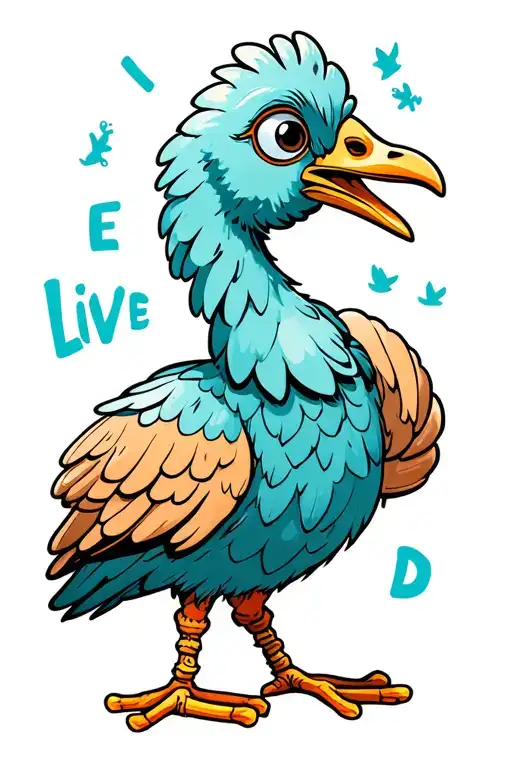 cartoon dodo bird with space for words "I have lived tattoo design idea