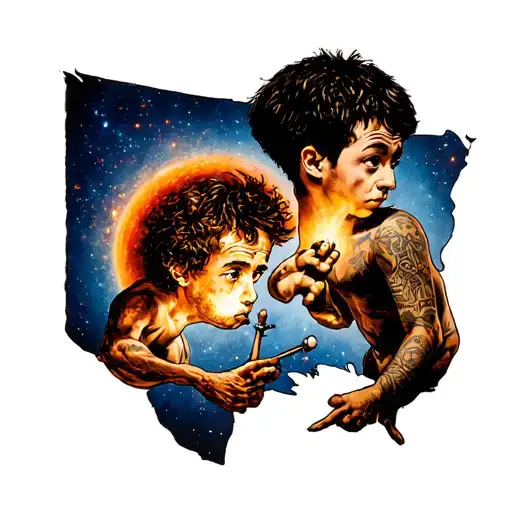 human evolution theory and big bang theory tattoo design idea
