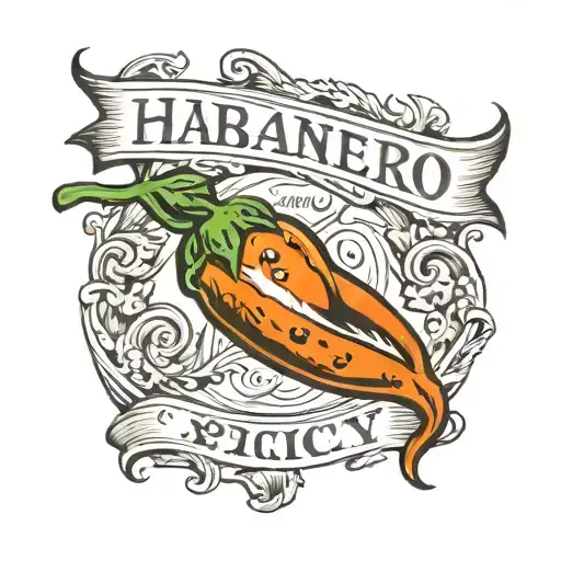 habanero with "spicy" written in elegant script surrounded tattoo design idea