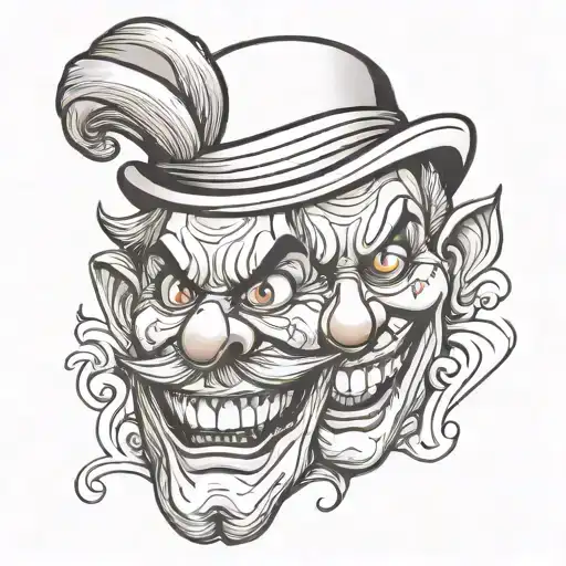 two face clown face tattoo design idea