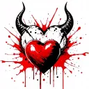 heart with devil horns and wings tattoo design idea