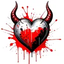 heart with devil horns and wings tattoo design idea