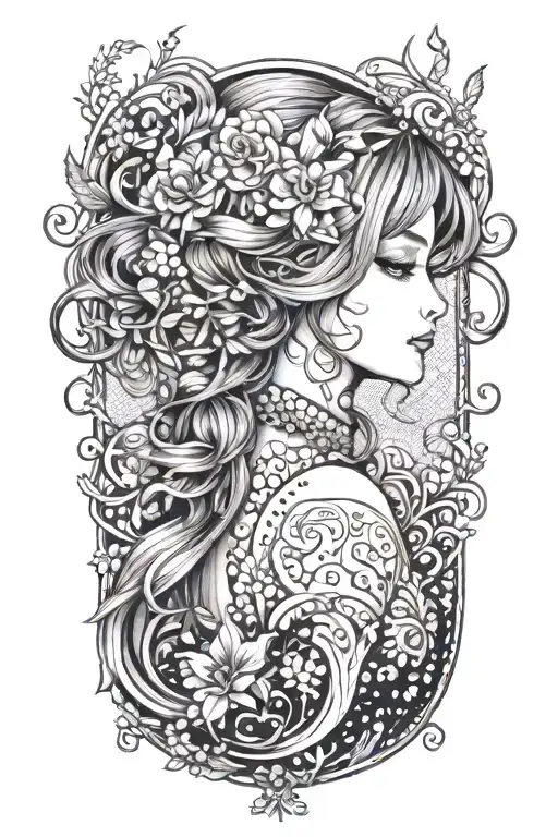 Anime girl tattoo design idea
