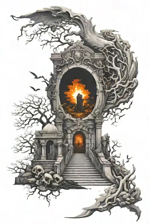 gateway to heaven vs hell tattoo design idea