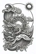 sea wind sun tattoo design idea