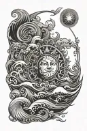 sea wind sun tattoo design idea