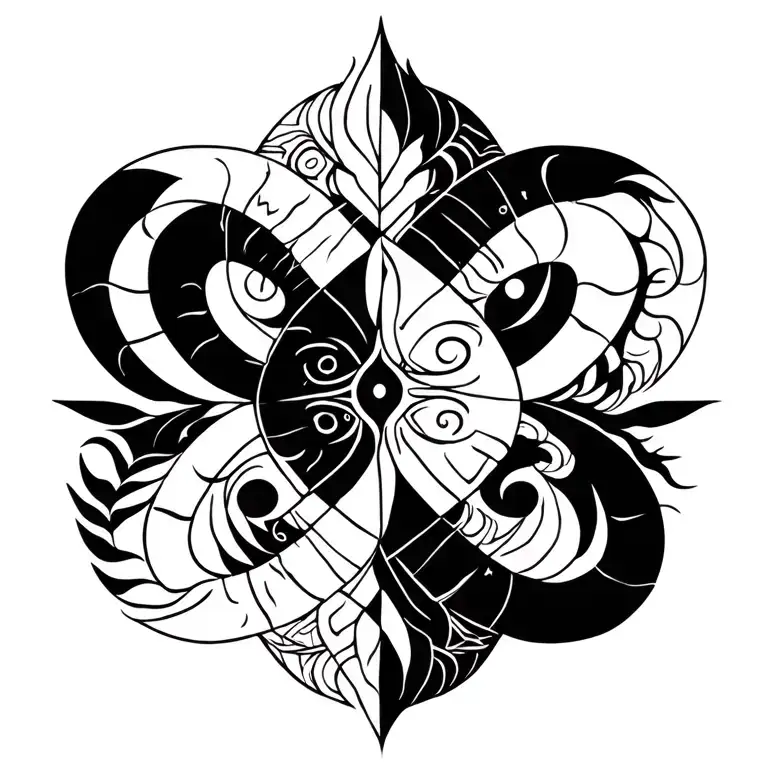 zodiac signs intertwined Aquarius Leo Gemini Aries tattoo design idea